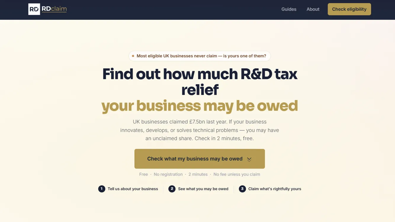 RD Claim — R&D tax relief eligibility tool